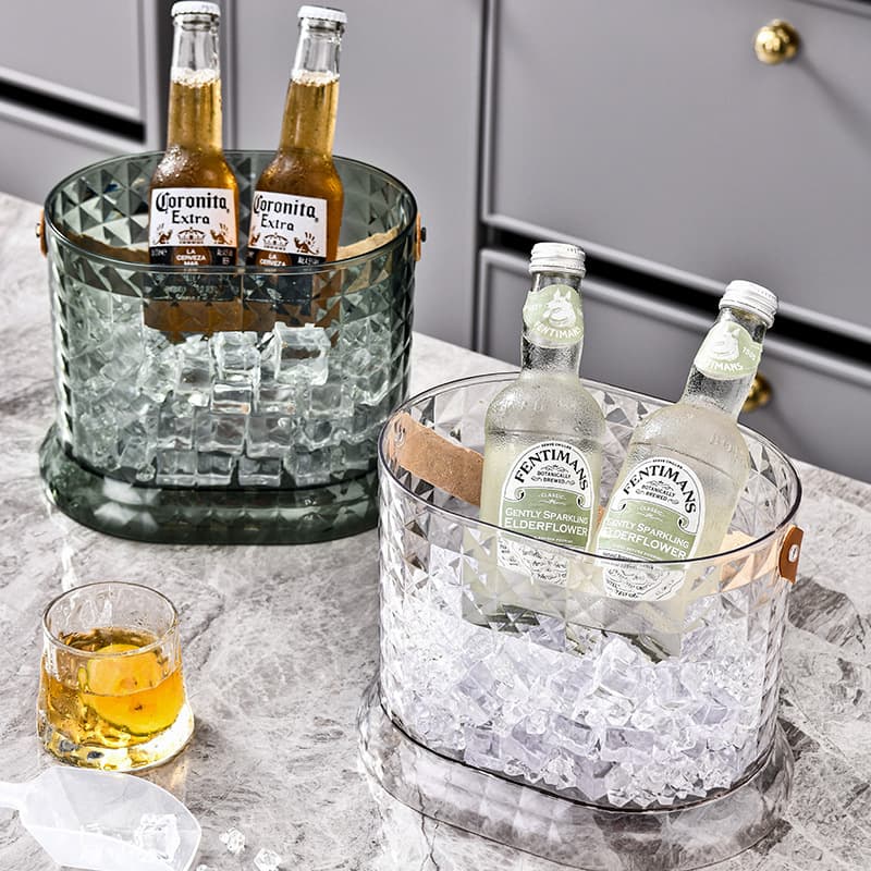 Household Small Ice Bucket with Handles, High-Aesthetic Fruit Basket for Outdoor Ice Storage, Water Container, and Portable Living Room Vase