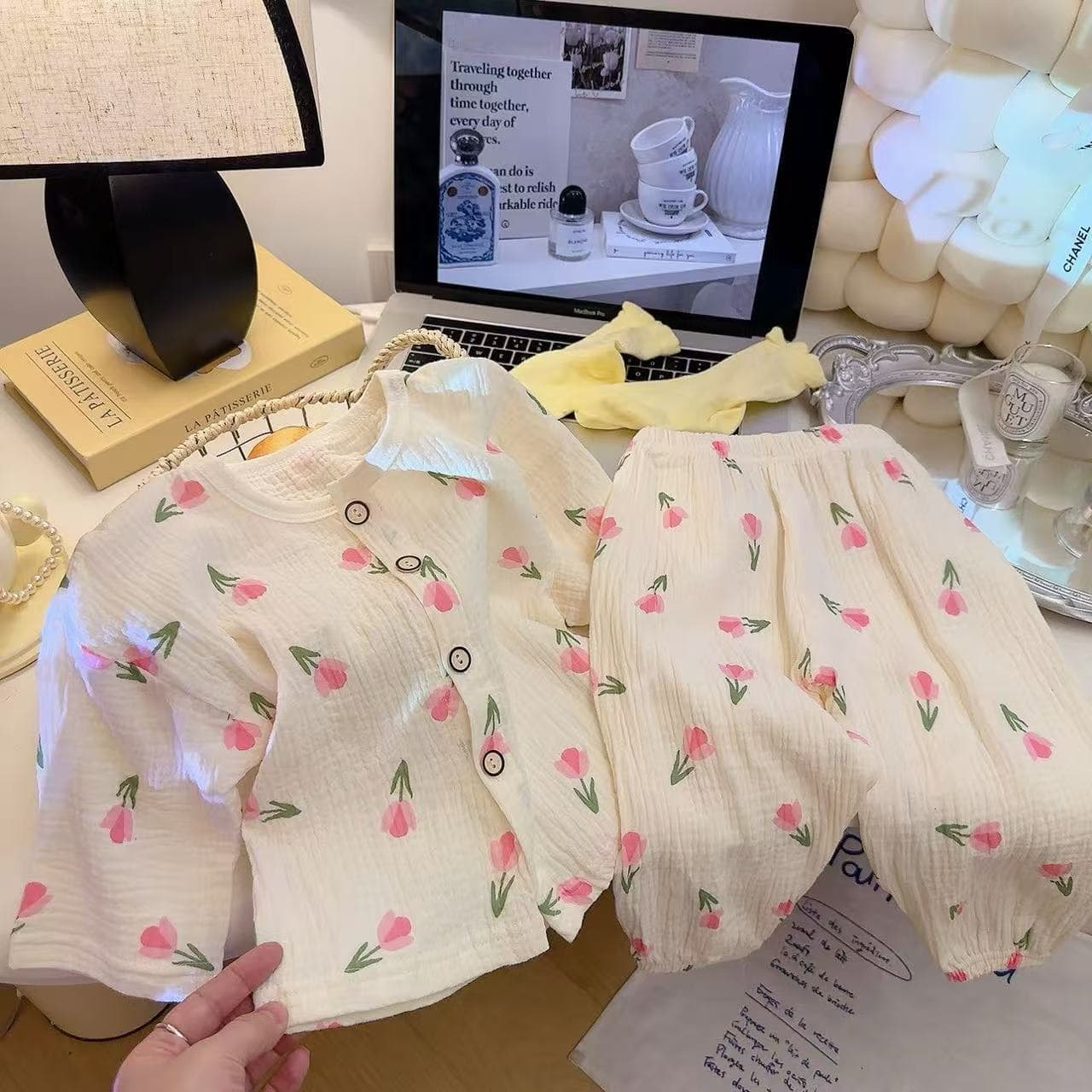 Children's Cotton Gauze Pajamas Boys Girls Pure Cotton Homewear Set Cartoon Baby Double-Layer Gauze Breathable Air Conditioning Wear Close-fitting