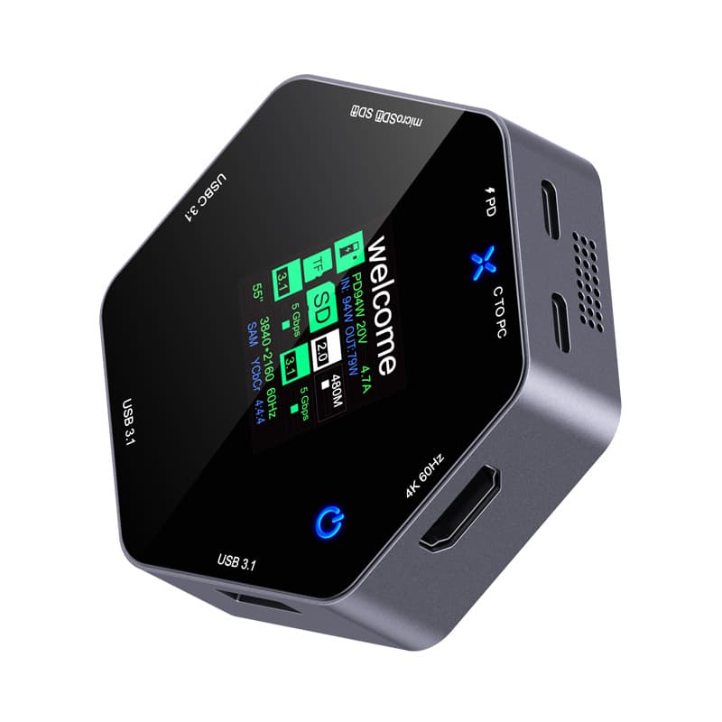 Expansion dock, Type-C smart display, 4K 60p high-definition HDMI, 8-in-1 multi-port PD charging digital display, USB extender