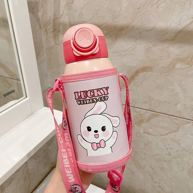 Kids Insulated Water Bottle for Girls, High Appearance, Primary School Student Use, Cute Food-Grade 316 Stainless Steel with Straw