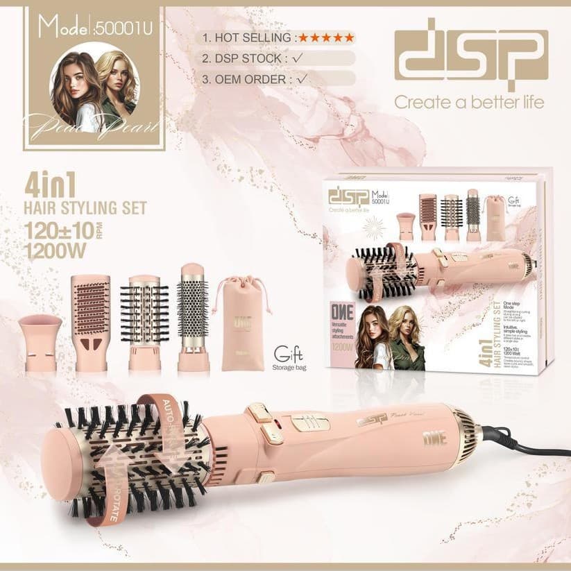 DSP/Dansong Multifunctional Electric Hair Styling Comb, Wet and Dry Use, 4-in-1, Non-Damaging Automatic Hair Brush, Curling and Straightening