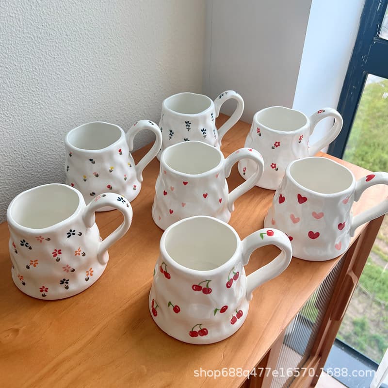 Stylish Ceramic Mug Cute Ceramic Coffee Cup Milk Cup Breakfast Cup Dessert Cup Heat-Resistant