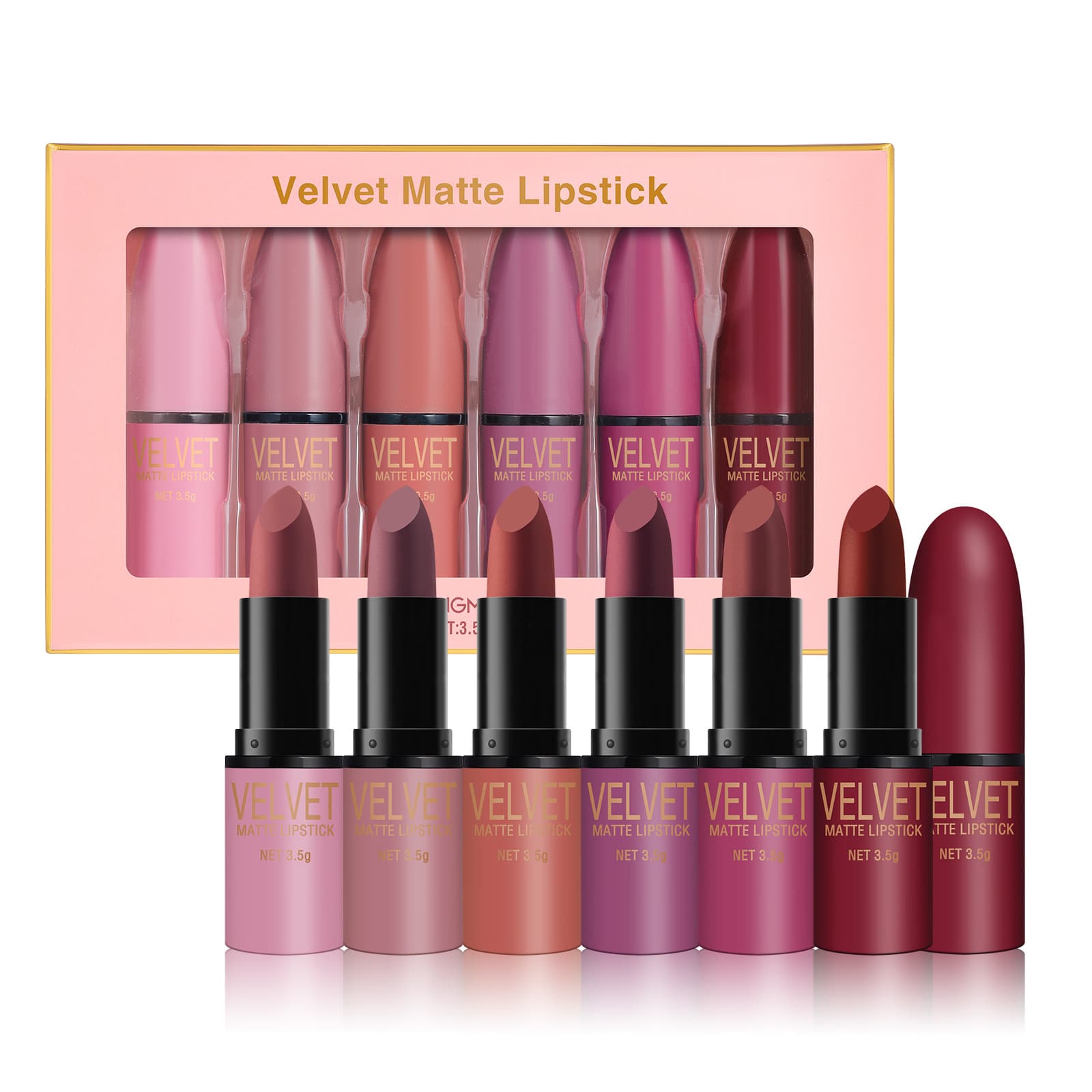 Langmanni cross-border makeup bullet lipstick set matte matte 6-color lipstick gift box