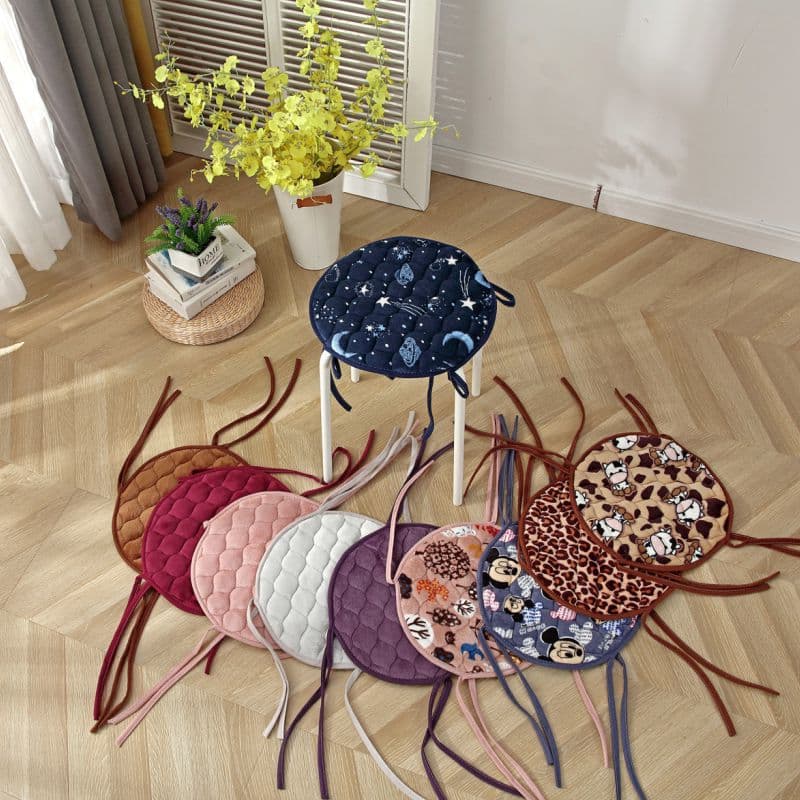 Round Stool Cushion Plush Seat Pad Chair Pad Round Stool Cover Non-Slip Dining Stool Pad Home Thin Cushion