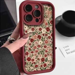 Red and White Mixed Floral Pattern Compatible with iPhone 17 Case 16 Pro Max Gradient 15 European and American 14 Cross-border 13 Premium 12