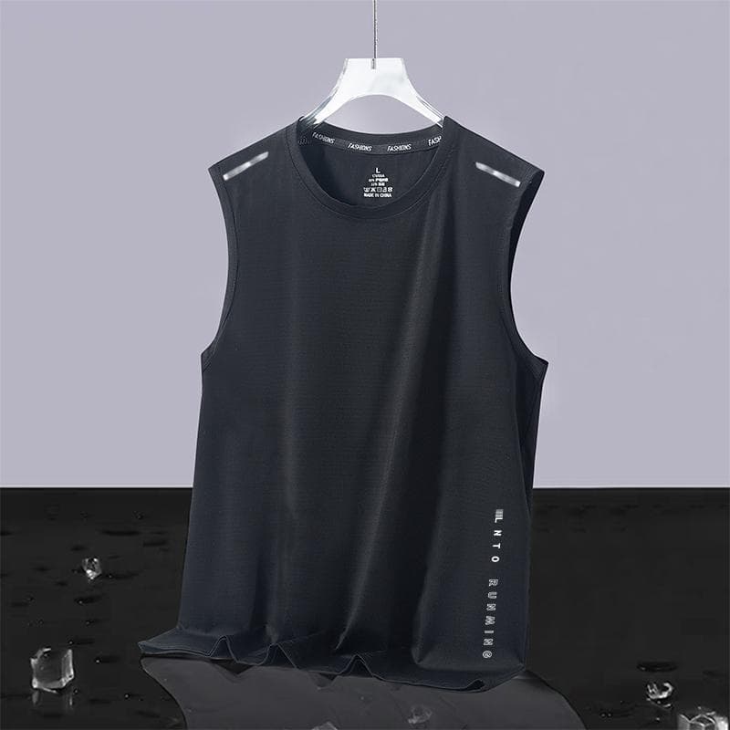 Ice Feel Round Neck Sleeveless Vest Summer Running Men's Sports Vest Quick Dry Sleeveless T-Shirt