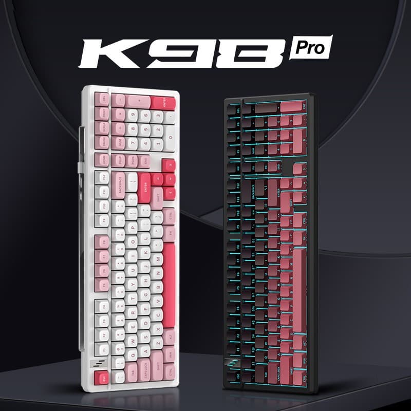 K98 Custom Three-Mode Mechanical Keyboard RGB Backlit Wireless Bluetooth Side-Printed Hot-Swappable Gaming Keyboard