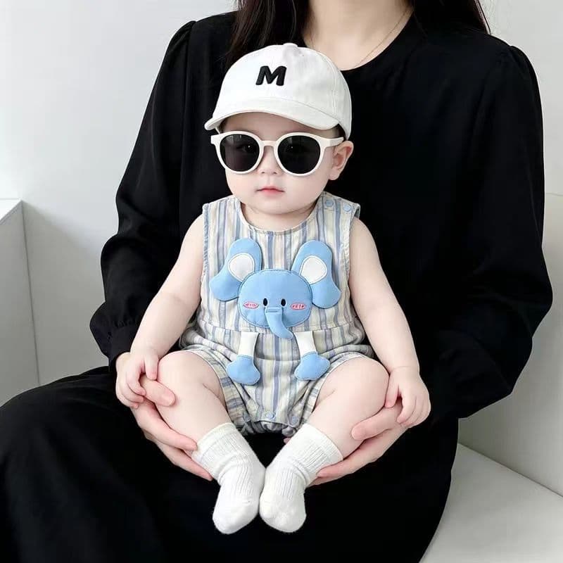 Summer Newborn Sleeveless Outfit Baby Cartoon Harem Thin Romper Baby Belly-Protective Jumpsuit Outing Vest