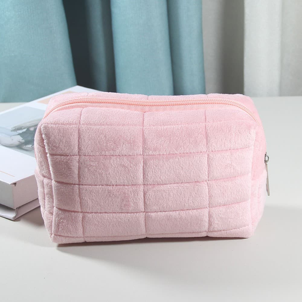 Stress-Relief Pillow Bag Small Makeup Bag Plaid High-Appearance Large-Capacity Student Stationery Pencil Case Makeup Brush Storage Bag