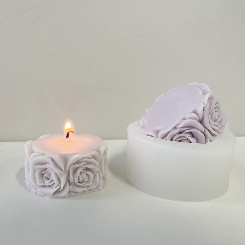 Jiahuimei DIY Carved Scented Candle Silicone Mold Rose Cylinder Handmade Soap Candle Mold