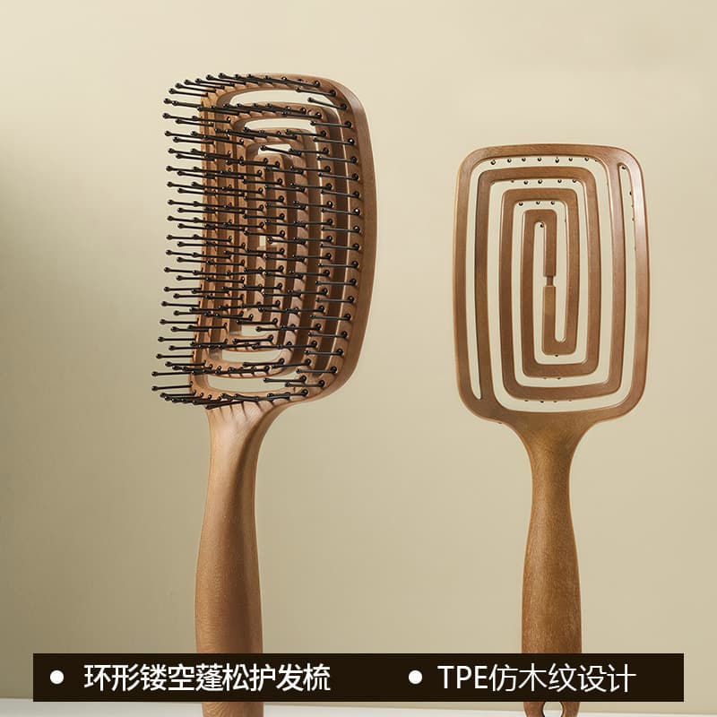 2026 New Model Cross-Border Hollow Massage Comb for Women, Long Hair Smoothing and Volumizing Cushion Brush, Home Use Ribbed Comb