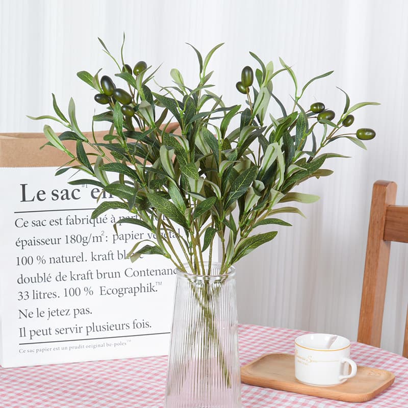 6-Branch Olive Branch Wholesale Artificial Olive Branch Wedding Living Room Decoration Fake Flower Greenery Leaves Landscaping
