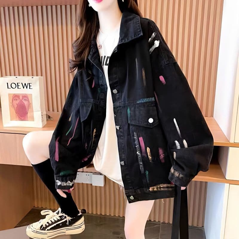 Lazy style denim jacket for women 2025 new style post-00s Korean version loose large size women's jacket fashionable denim clothing trend