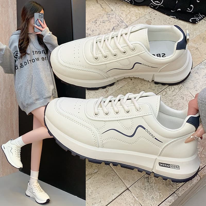 Thick Sole White Sneakers for Women 2025 New Spring Summer Trendy Comfortable Mesh Agne Shoes Lightweight Athletic Shoes