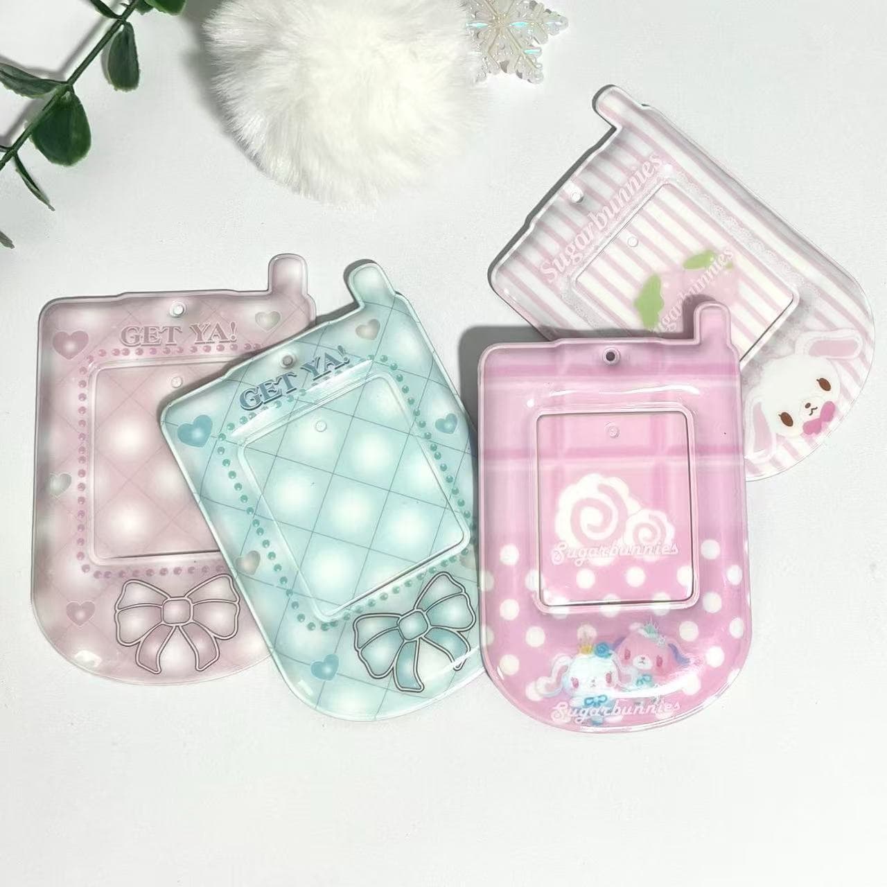 Wholesale supply of ins style bow mobile phone style card holder photo card pendant key ring card holder card holder