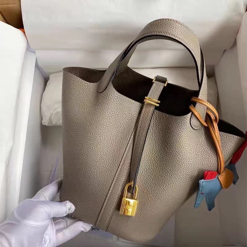 Custom Women's Bag High Quality Top Layer TOGO Leather Basket Bag Genuine Leather Handheld Bucket Bag Cowhide Handbag