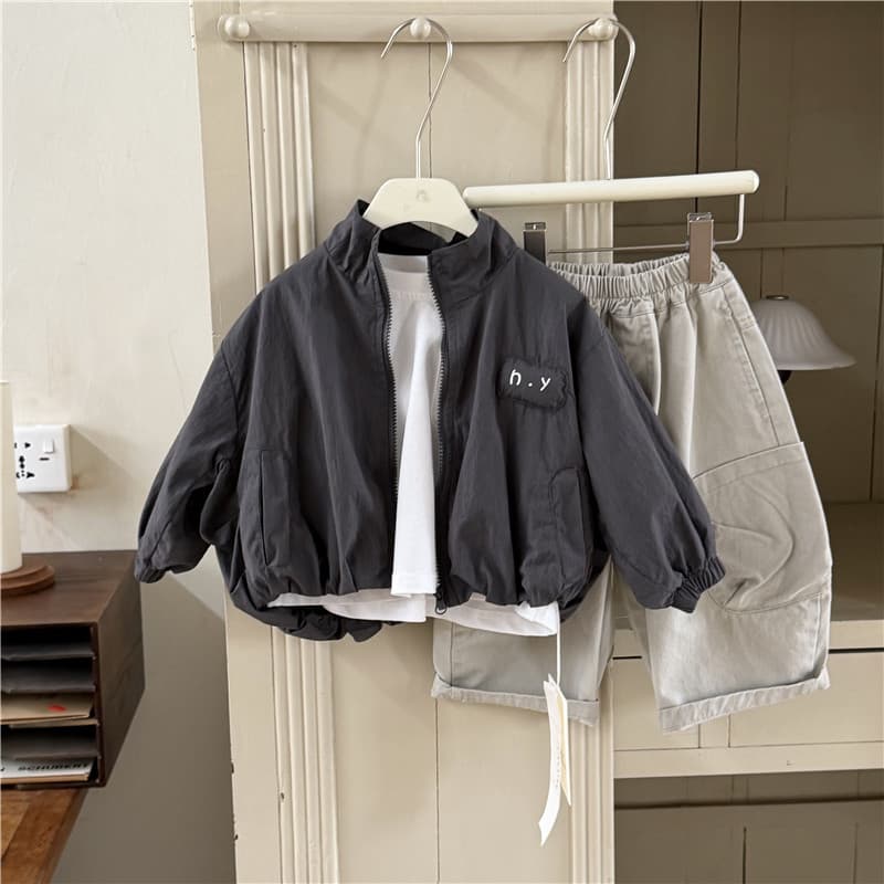 2026 Fall New Kids Korean Style Chic Zipper Jacket Boys Girls Baby Stand Collar Loose Fit Top Coat