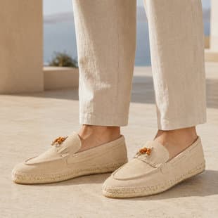 2026 New Men's Loafers Trendy Genuine Leather Suede Loafers Breathable Slip-On Espadrilles Lazy Shoes