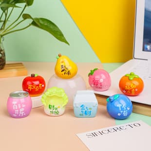 Cute resin mini desktop ornament with words, fruit-themed, adorable decoration for car