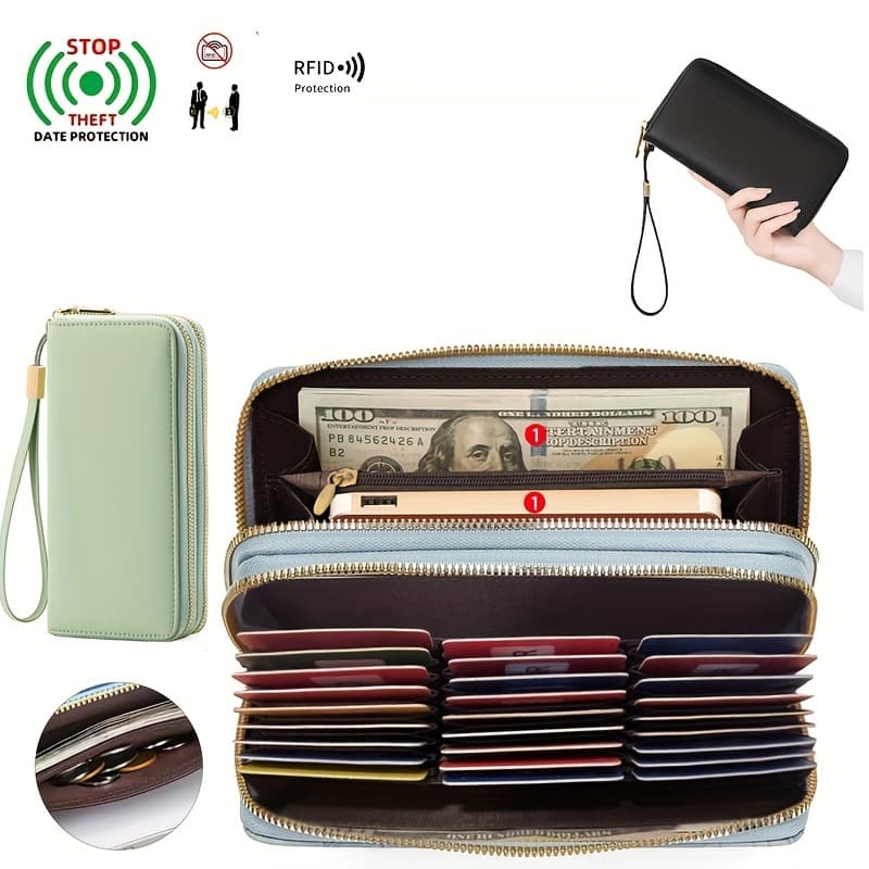 Hot Selling RFID Anti-Theft PU Women's Wallet Large Capacity Long European and American Style Multi-Card Holder Wallet Wholesale