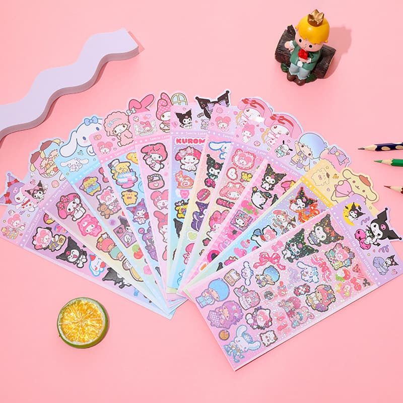 Japanese-style Sanrio coolometi laser goo card stickers creative goo plate stickers cute hand account decorative stickers