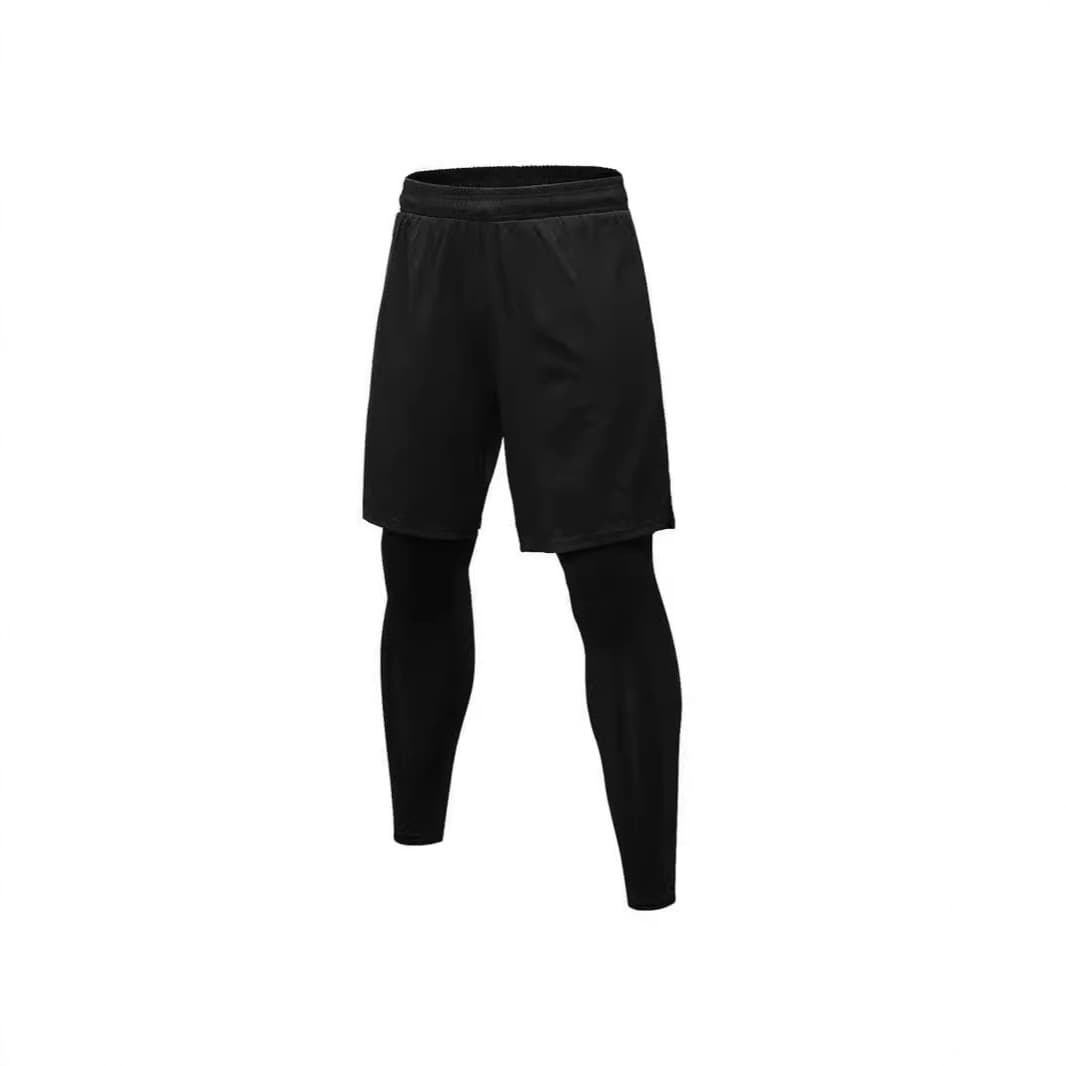 Men's Fitted 2-in-1 Fitness Running Training Pants, Casual Stretch Quick-Dry Long Pants for Yoga