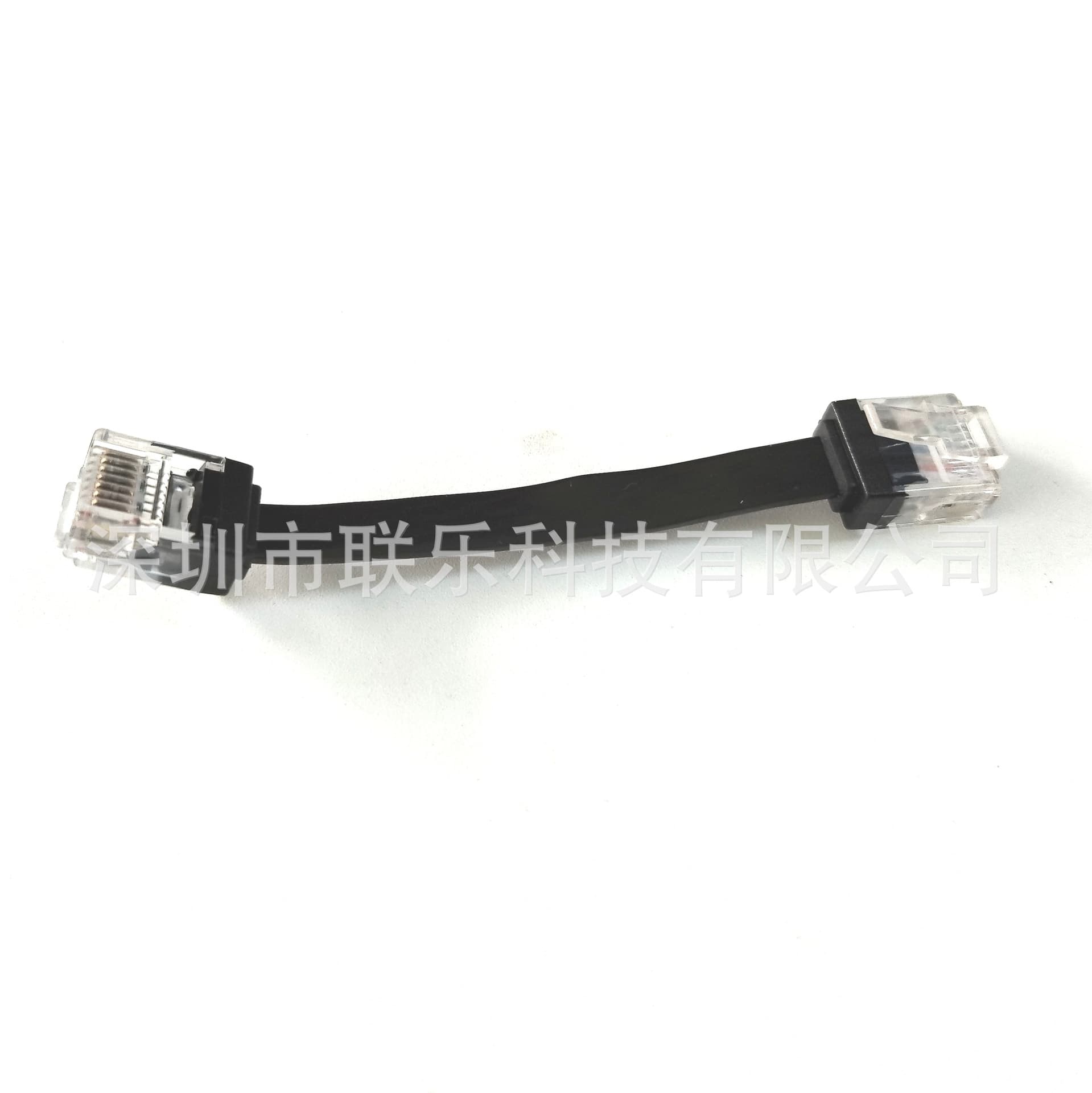 0.15m Ultra-Thin Black Flat Ethernet Cable, Short Mold RJ45 Male-to-Male Gigabit Cat6, 4-Pair 8-Core Pure Copper