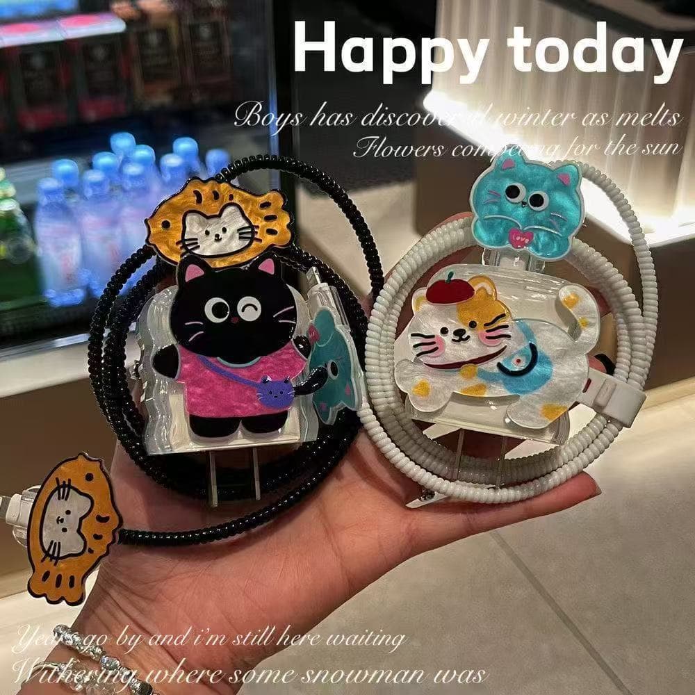 Bream Cat Apple 16 Charger Head Case iPhone 15 Data Cable 20W Fast Charge Anti-Break iPad 11