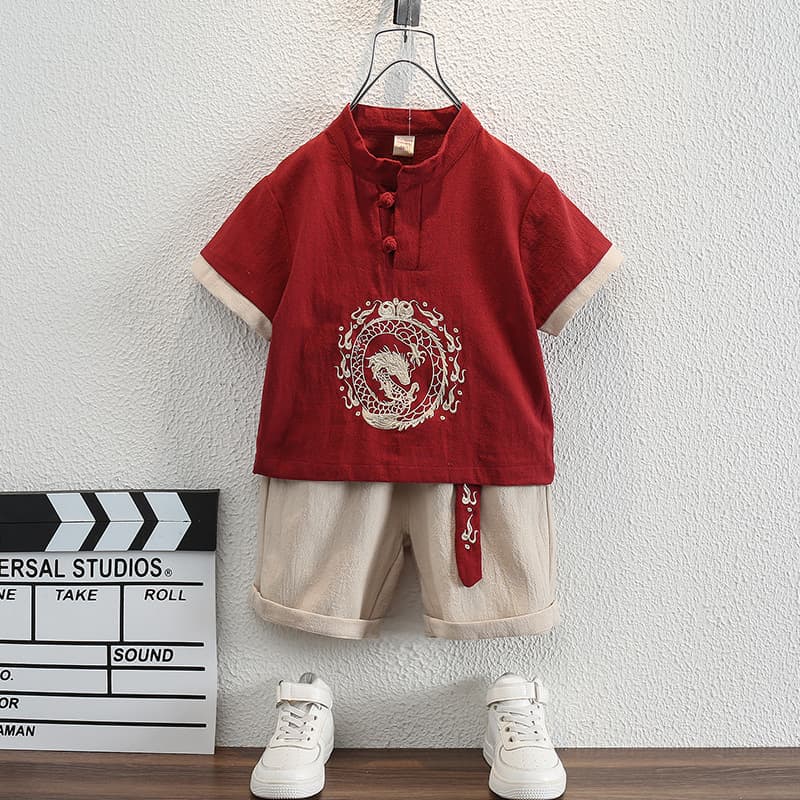 Children's Hanfu Chinese-Style Birthday Outfit for Boys, Summer Thin Ancient Costume Performance Tang Suit Set