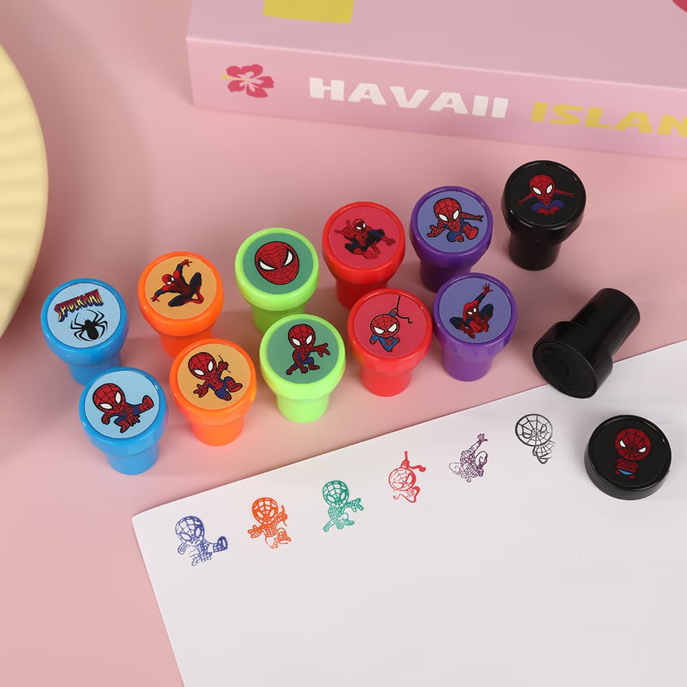 Kids Fun Cartoon Spider-Man Stamp, Kindergarten Teacher Praise Reward Toy, Marvel-Style Anime Stamp