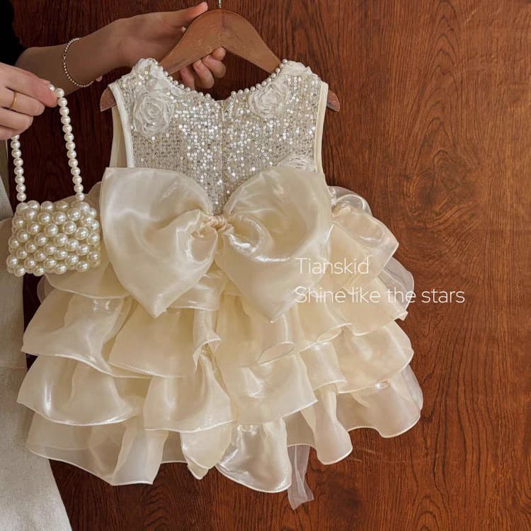 Summer New Baby Girl Dress Stylish Cute Children's Birthday Party Dress Design Puffy Cake Skirt Trendy