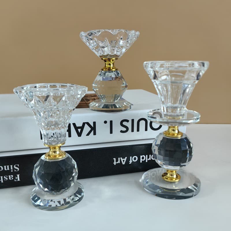 Fangxin Crystal Glass Candle Holder Indoor Wedding Home Decorative Candle Stand Wholesale Household Items