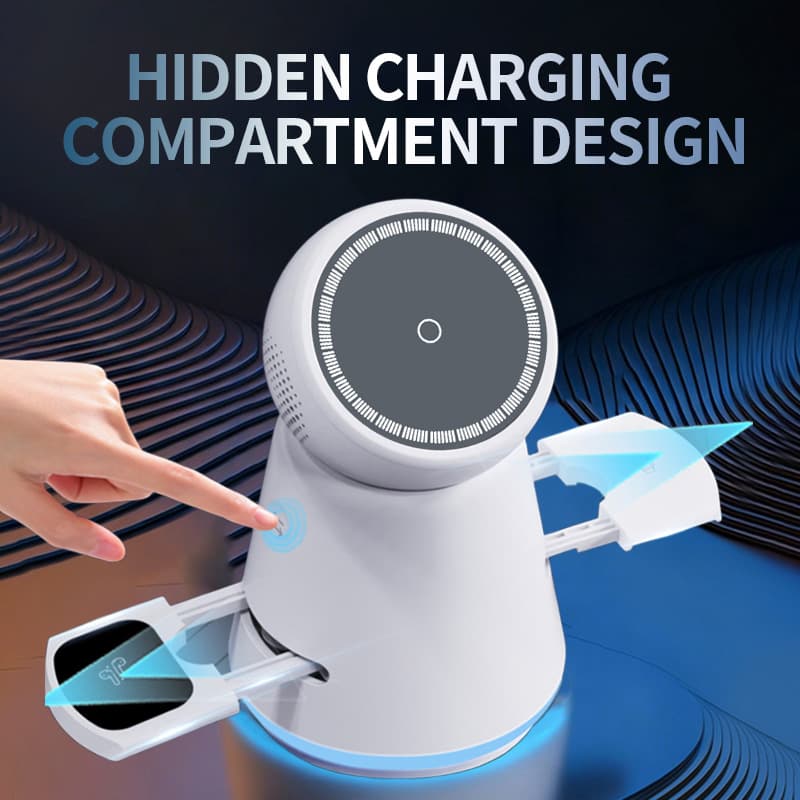 R9 Dual Electric Rotating Wireless Charger Ambient Light Phone Stand Fast Charging Magnetic 3-in-1 Charging