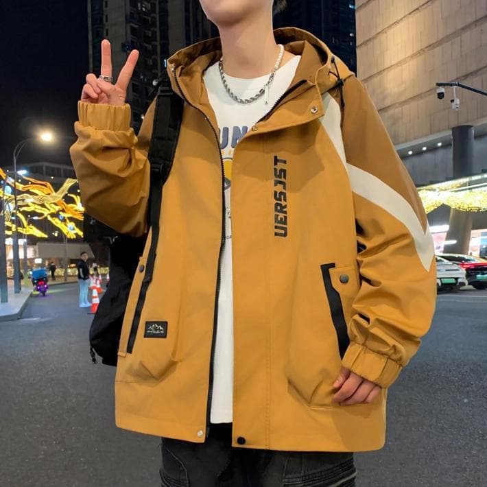 Teen Men's Hooded Jacket 2025 Spring New Arrival Hong Kong Style Trendy Fashionable Versatile Student Windbreaker
