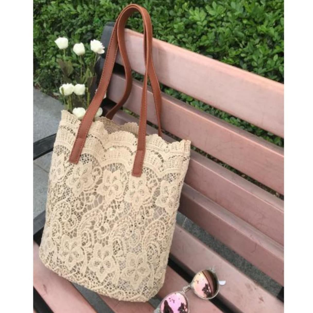 Foreign Trade Cross-Border 2025 Spring Women's Bag Korean Style Lace Shoulder Bag Handbag Women's Shopping Large Capacity Bucket Bag Women