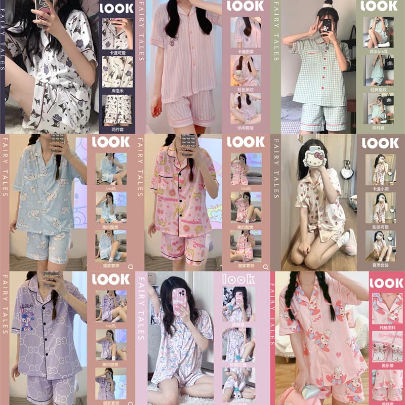 Summer New Loose-fit Women's Short Sleeve Short Pajama Set Korean Style Homewear Outer Wear Two-piece Set