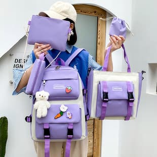 Strictly Selected New Five-Piece Set Lightweight, Durable, Large Capacity School Backpack for Girls, Middle School Students, Wholesale