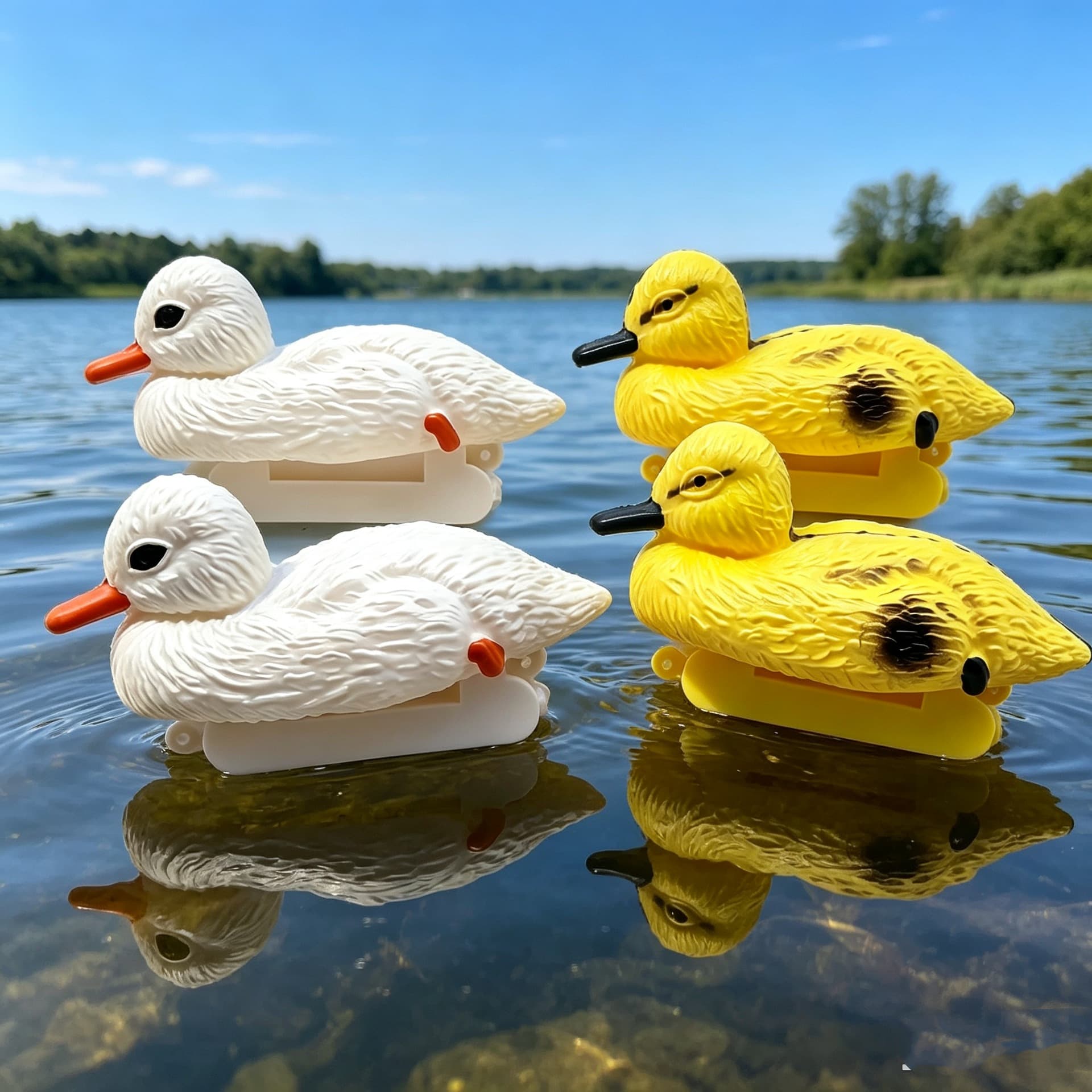 Free shipping cross-border courtyard garden outdoor lake landscaping simulation plastic little yellow duck and white duck trapping hunting animals