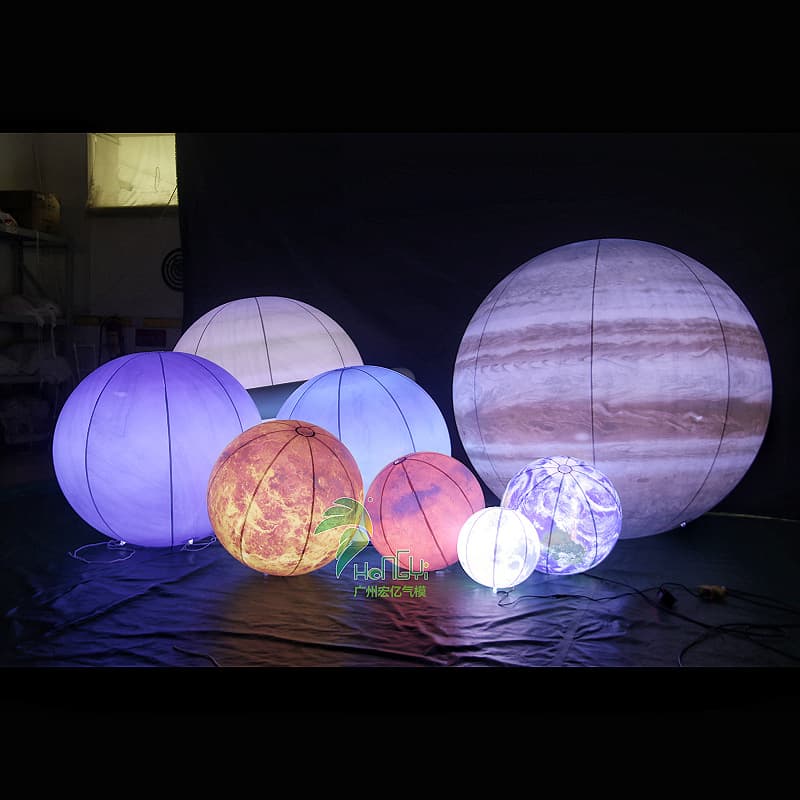 PVC Inflatable Planet Universe Theme Nine Planets Mall Venue Decoration LED Light-Up Inflatable Ball Air Model