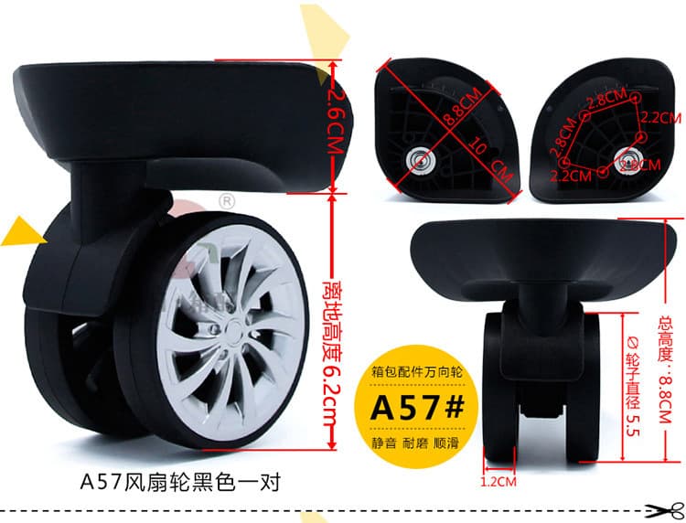 A57 Fan Wheel Suitcase Wheel Replacement Parts Universal Wheel Luggage Travel Bag Wheels, Minimum Order 2 Pairs
