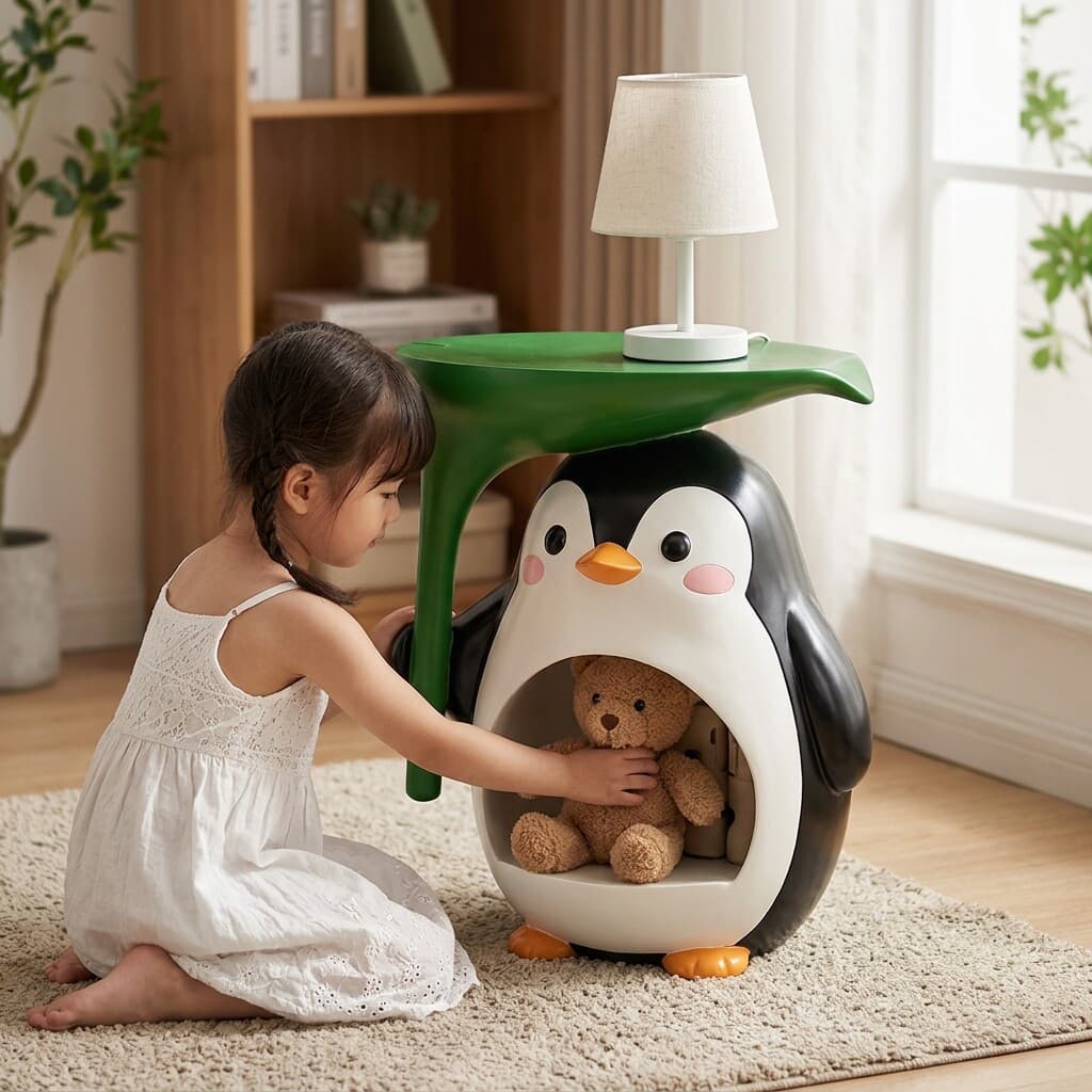 Penguin storage side table cute children's room bedroom living room home decoration housewarming gift home creative gift