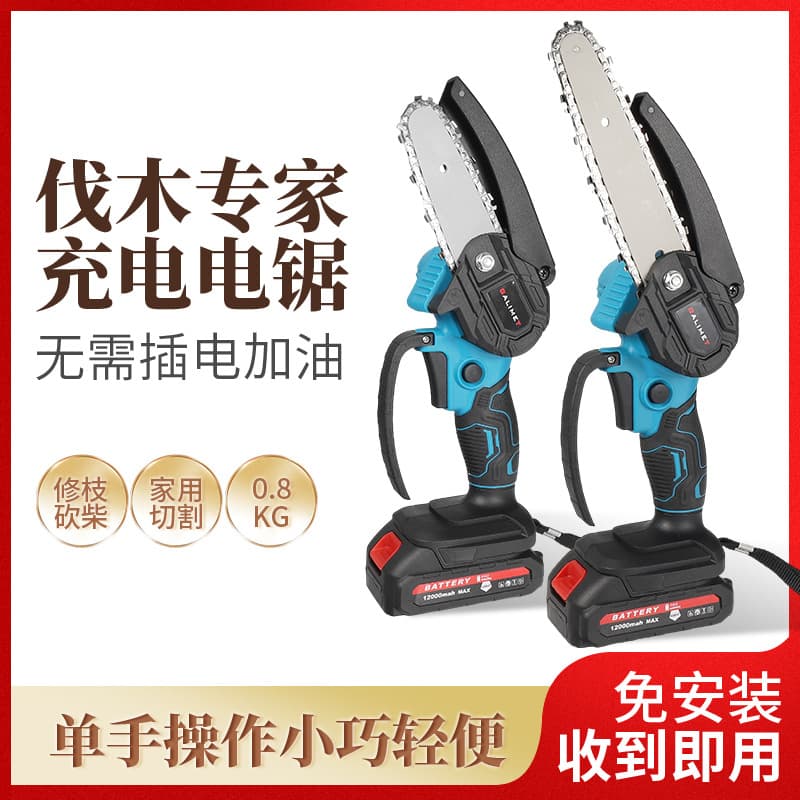 Cordless Lithium-Ion Chainsaw, Mini Electric Chainsaw for Woodworking, Portable Handheld Pruning Saw for Garden