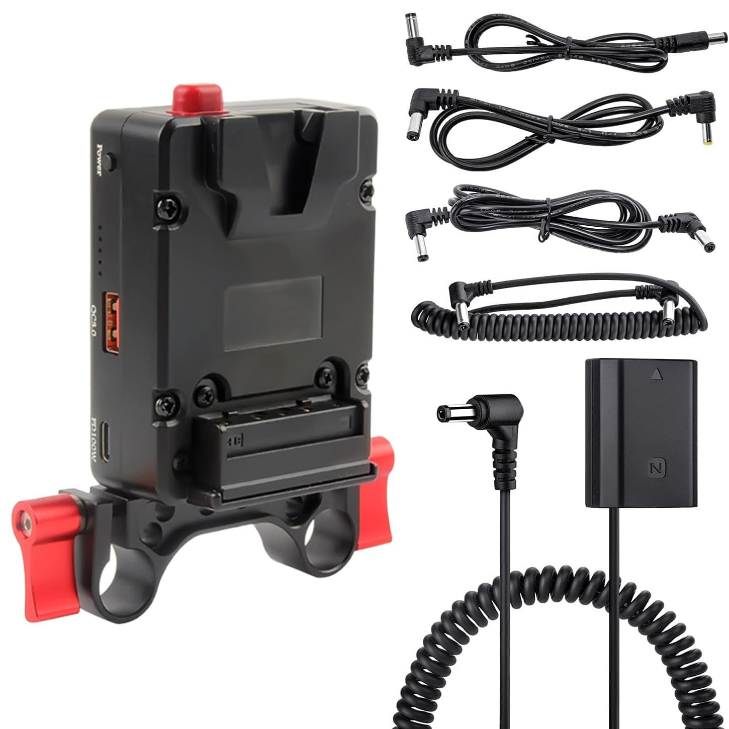V-Mount Battery Plate Clamp 15mm Rod Power Supply for Sony NP-FZ100 Dummy Battery Box FX3/FX30