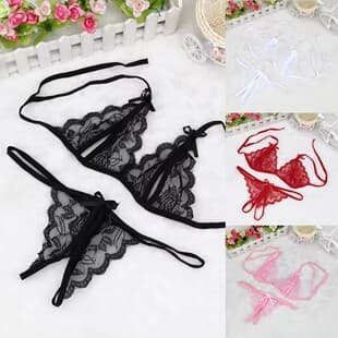 Amazon Lingerie Bestseller Cute See-through Outerwear Sexy Two-piece Set Passion Open-crotch Uniform Lace