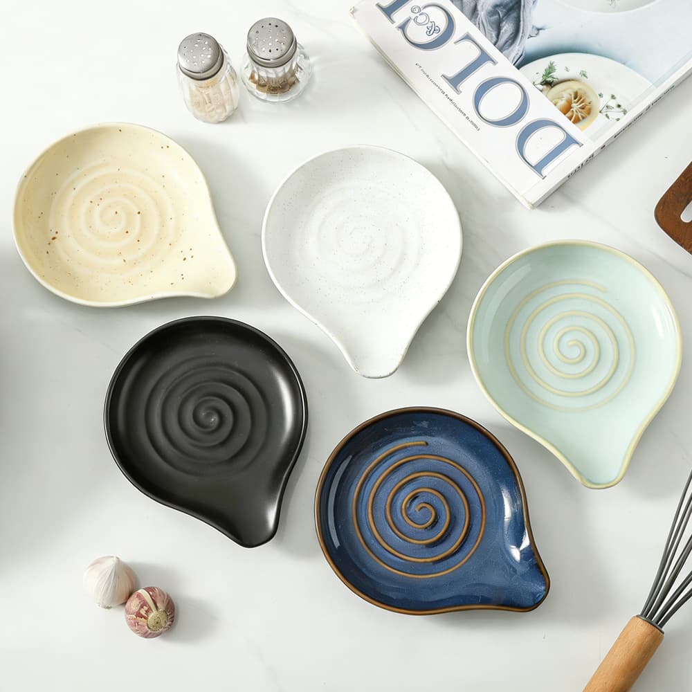 Kitchen Ceramic Spoon Rest Tray High Appearance Home Tableware Plate Snack Dish Cross-Border Wholesale
