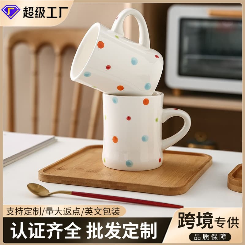Hand-Painted Christmas Ceramic Cup Creative Cute Cartoon Mugs with Spoon Breakfast Cups High-Temperature Resistant Office Gifts