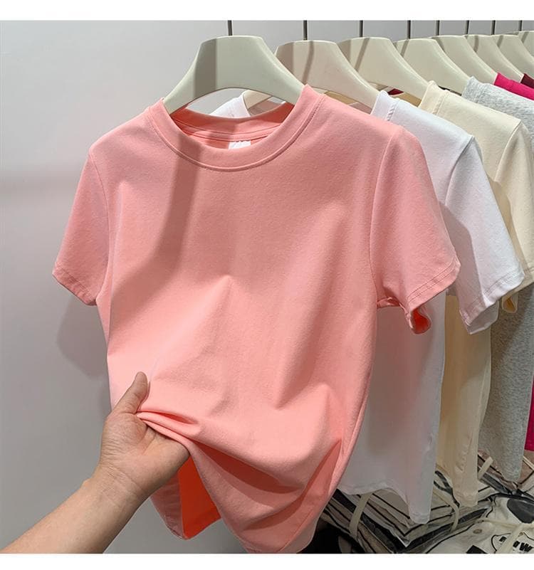 Pure Cotton Short-Sleeve T-Shirt for Women 2026 New Trend Plus Size Loose Fit Concealing Belly Niche Women's Tee Versatile for Plus Size