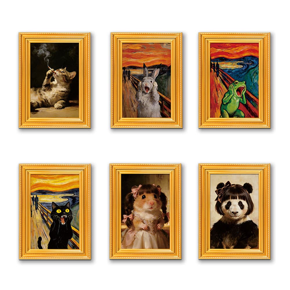 MZCT567-572 Amazon Hot Selling Funny Animal 3D Wooden Home Decoration Photo Frame Fridge Magnet