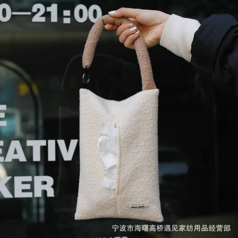 Creative Cute Car Tissue Box, Simple Solid Color Tissue Bag for Home, Desktop Napkin Holder, Living Room Storage Box