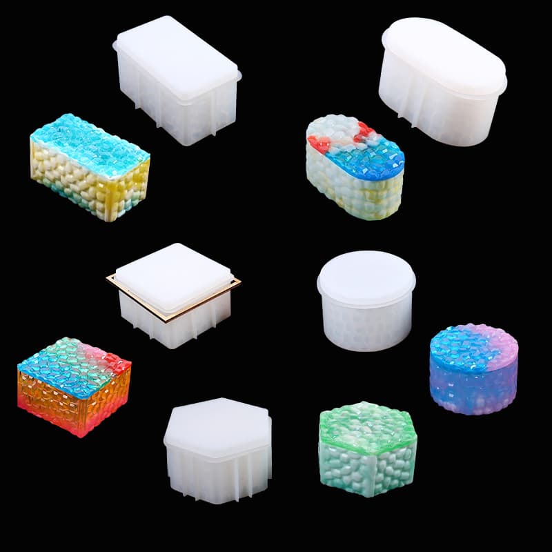 diy crystal glue molds, various rectangular, round, stacked high jewelry boxes, diamond storage boxes, silicone molds